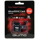 Flash карта QUMO 8 Gb 10 class microSD + adapter